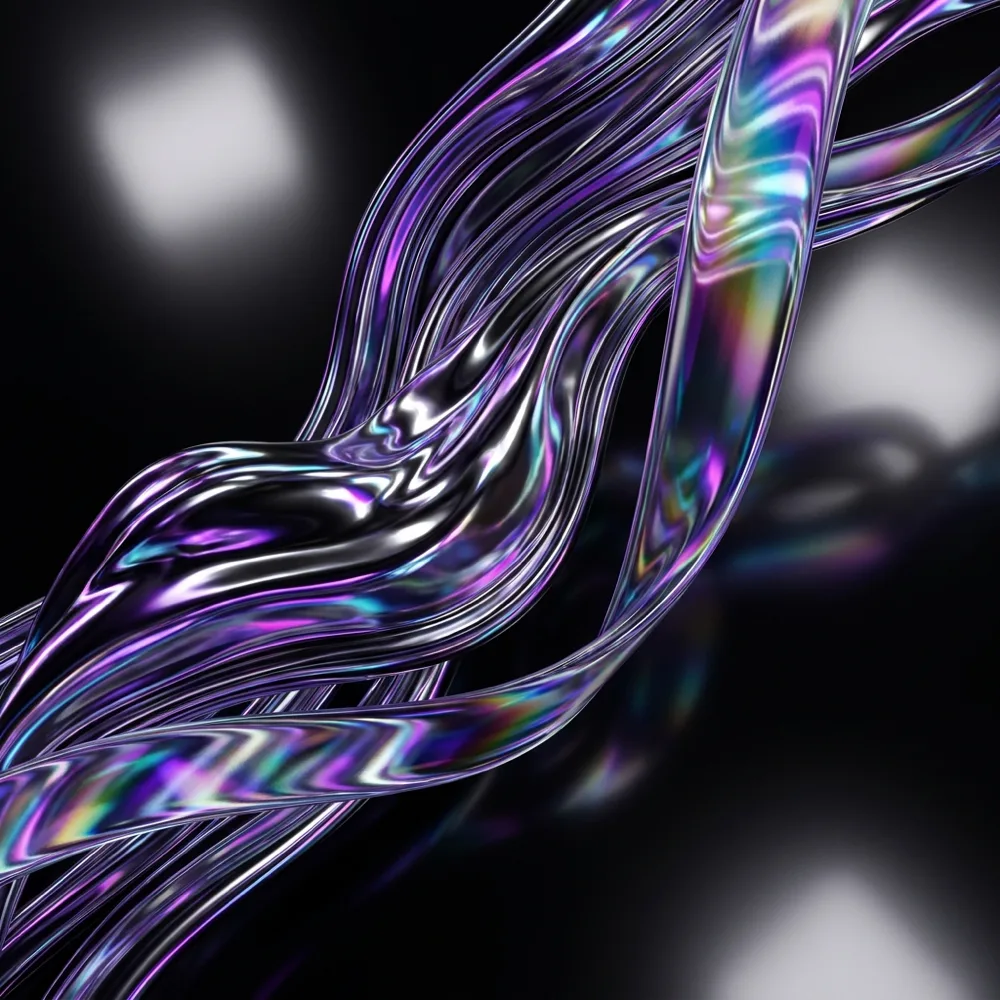 Iridescent liquid chrome ribbons generated with Phantasos